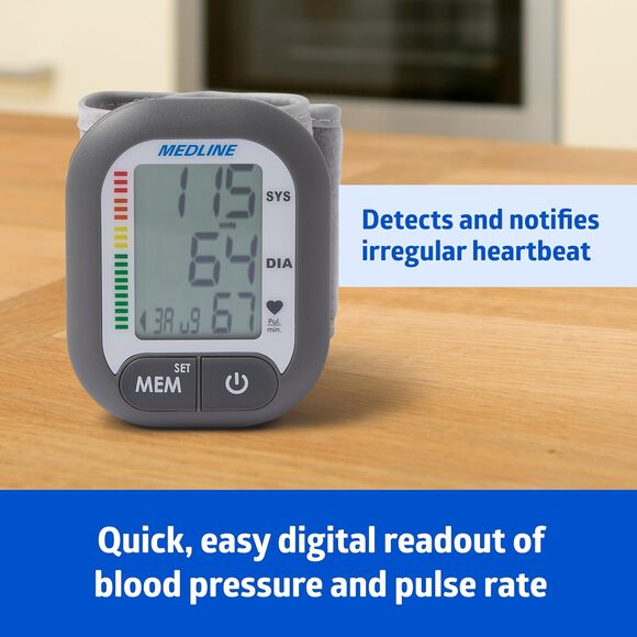 Medline Wrist Blood Pressure Monitor Digital LCD Display Automatic with Memory - Picture 4 of 9